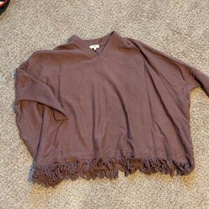 Boxy V-Neck Fringed Women's Sweater